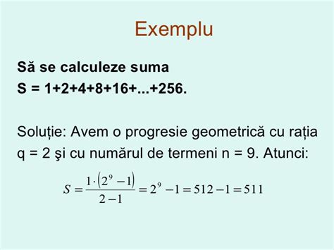 Formula Progresie Geometrica
