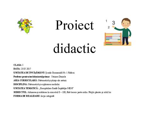Proiect Didactic Limba Romana Clasa 3