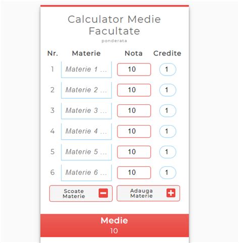 Calculator Medie Ponderata